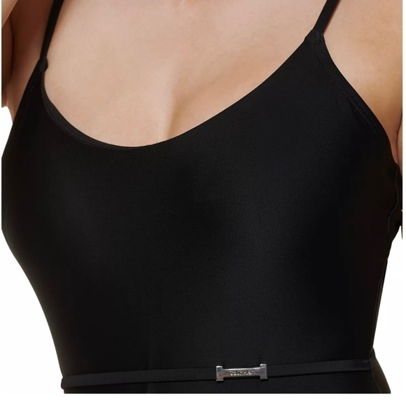 CALVIN KLEIN Over The-Shoulder Wrap Around 1pc Swimsuit swimwear black New 16 - Picture 9 of 16